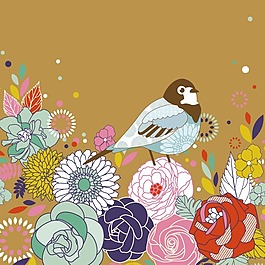 印花矢量圖 動物 鳥 植物 花 免費素材