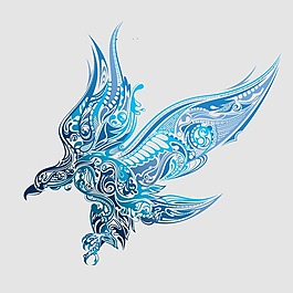 印花矢量图 动物 鹰 填充花纹 色彩 免费素材