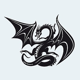印花矢量圖 動(dòng)物 龍 色彩 黑色 免費(fèi)素材