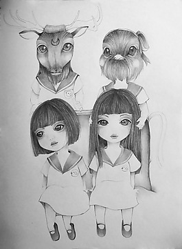 位圖 藝術(shù)效果 手繪 人物 女孩 免費素材