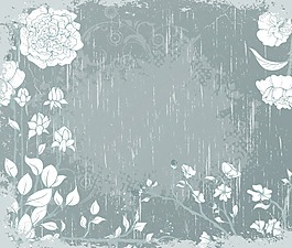 老式的背景與花卉矢量插畫