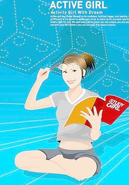 美女學(xué)習(xí)韓國(guó)矢量圖256