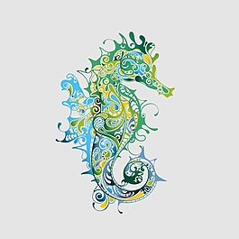 印花矢量图 填充花纹 植物花纹 动物 海马 免费素材