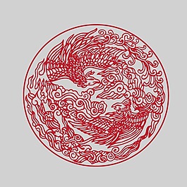 印花矢量图 动物 凤凰 祥云 剪纸 免费素材