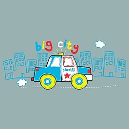 印花矢量圖 T恤圖案 交通工具 汽車 幾何 免費素材