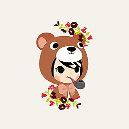 位圖 可愛卡通 卡通人物 女孩 動物 免費素材