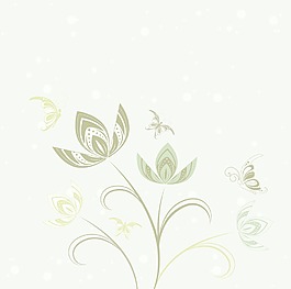摘要背景花與蝴蝶矢量