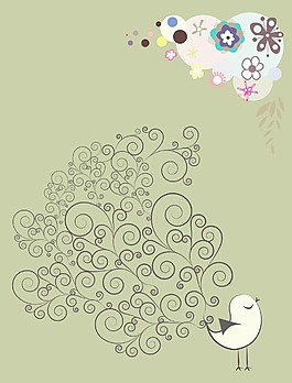一个与花和鸟背景摘要说明