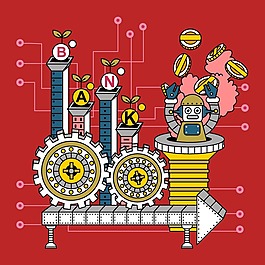 印花矢量圖 T恤圖案 卡通人物 機器人 生活元素 免費素材