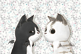 位图 动物图案 猫 手绘 黑猫 免费素材