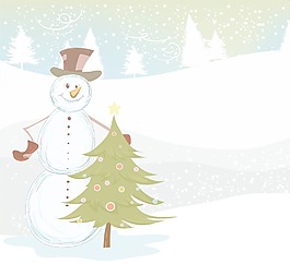 圣誕節(jié)背景矢量與雪人
