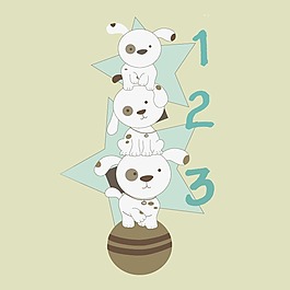 印花矢量圖 可愛卡通 卡通動物 狗 幾何 免費素材