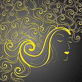 三八婦女節(jié)賀卡或海報(bào)的灰色背景的女孩goldenillustration設(shè)計(jì)