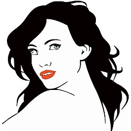 印花矢量圖 T恤圖案 人物 女人 紅唇 免費(fèi)素材