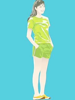 休閑運(yùn)動(dòng)美女韓國(guó)AI矢量圖242