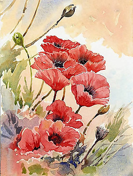 位圖 植物圖案 寫意花卉 花朵 免費素材