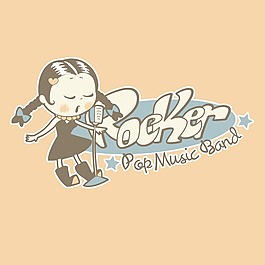 印花矢量圖 人物 女孩 音樂元素 麥克風 免費素材