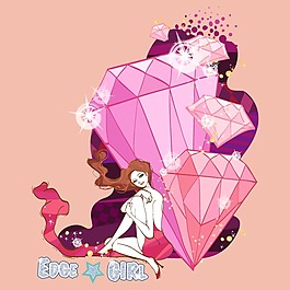 印花矢量圖 生活元素 印燙結(jié)合 鉆石 人物 免費(fèi)素材