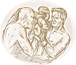 兩個男拳擊手出拳