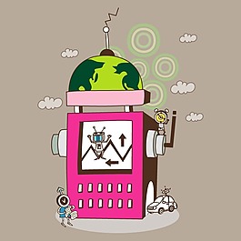 印花矢量圖 T恤圖案 卡通形象 人物 機(jī)器人 免費(fèi)素材