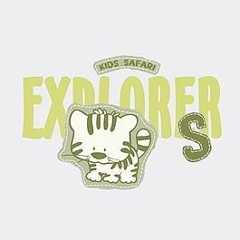 印花矢量圖 可愛卡通 貼布 動物 老虎 免費(fèi)素材