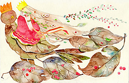 位圖 卡通插畫 水彩 人物 女孩 免費(fèi)素材