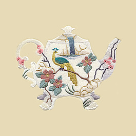 繡花 植物 花朵 生活元素 茶壺 免費(fèi)素材