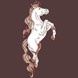 印花矢量圖 動(dòng)物 馬 色彩 棕色 免費(fèi)素材