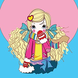 印花矢量图 T恤图案 卡通形象 人物 女孩 免费素材