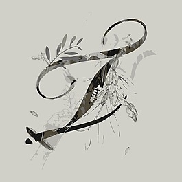 印花矢量圖 文字 字母 植物 葉子 免費(fèi)素材