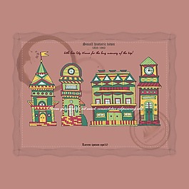 印花矢量圖 建筑風(fēng)景 房屋 房子 歐式 免費(fèi)素材