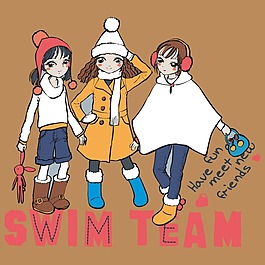 印花矢量圖 T恤圖案 圖文結(jié)合 人物 女孩 免費素材