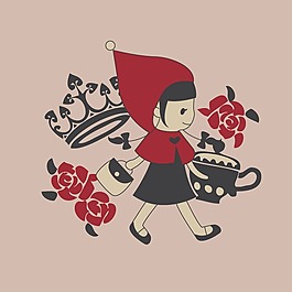 印花矢量圖 可愛(ài)卡通 卡通人物 女孩 花朵 免費(fèi)素材