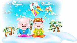 2007最新韓國謹(jǐn)賀新年可愛豬AI矢量圖05