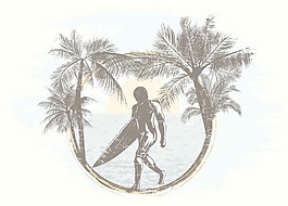 垃圾摇滚夏帧矢量插图