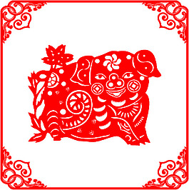 矢量豬剪紙圖片08