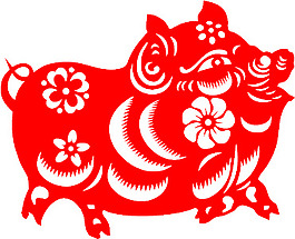 矢量猪剪纸图片04