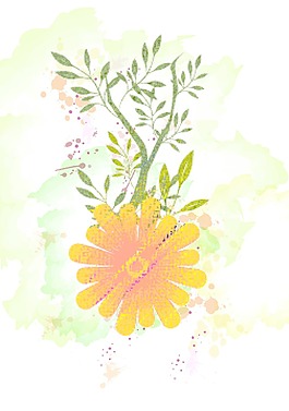 水彩花卉背景矢量插畫