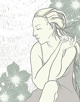 花卉背景漂亮的女士