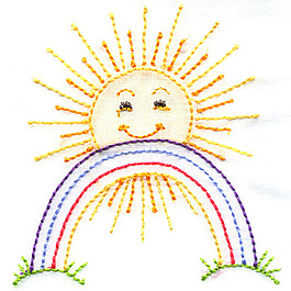 繡花 生活元素 太陽 彩虹 免費素材