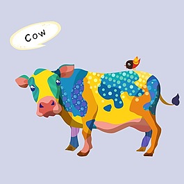 印花矢量圖 T恤圖案 圖文結(jié)合 動物 牛 免費素材