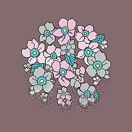 印花矢量圖 T恤圖案 植物 花朵 色彩 免費(fèi)素材