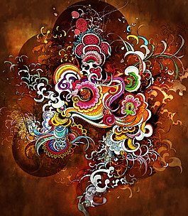 位图 插画 时尚插画 花纹 传统花纹 免费素材