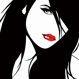 印花矢量圖 T恤圖案 人物 女人 紅唇 免費(fèi)素材