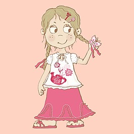 印花矢量圖 T恤圖案 人物 女孩 色彩 免費(fèi)素材