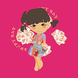 印花矢量圖 T恤圖案 圖文結(jié)合 人物 女孩 免費(fèi)素材