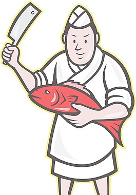 日本的魚販賣肉的師傅