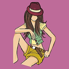 印花矢量圖 T恤圖案 人物 女人 色彩 免費素材