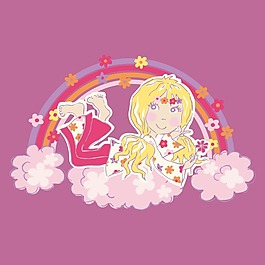 印花矢量圖 T恤圖案 貼布 人物 女孩 免費(fèi)素材