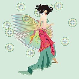 印花矢量圖 T恤圖案 人物 女孩 生活元素 免費(fèi)素材